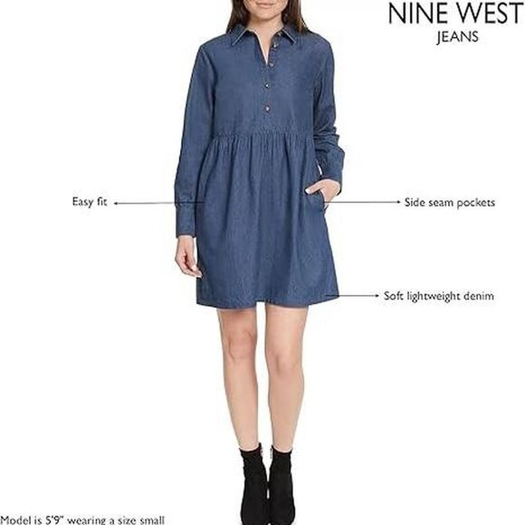 Nine-west Women's Denim Navy Dress Size M - Picture 5 of 7